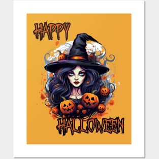 Spooky Witch Happy Halloween Posters and Art